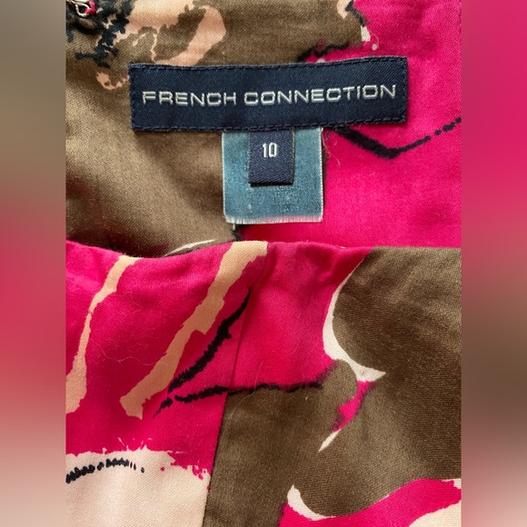 French Connection party dress, pink print with tie detail at waist, size 10. - Picture 3 of 3